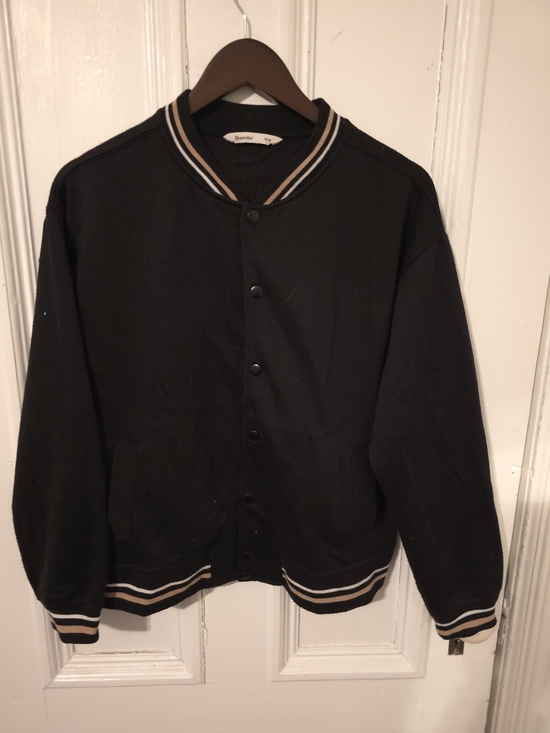 Bluenotes Other - Bluenotes Black Bomber Jacket with Cream Stripe Trim